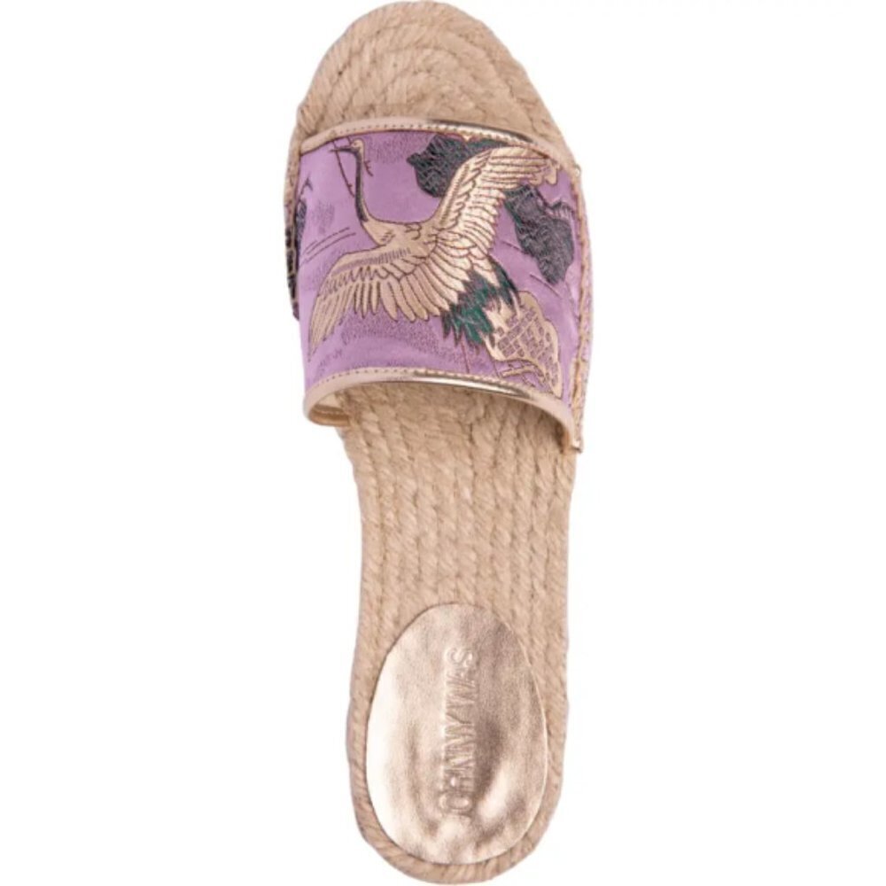 Johnny Was 'Crane' Brocade Flat Jute Espadrille Sandals, Lilac - Picture 3 of 5